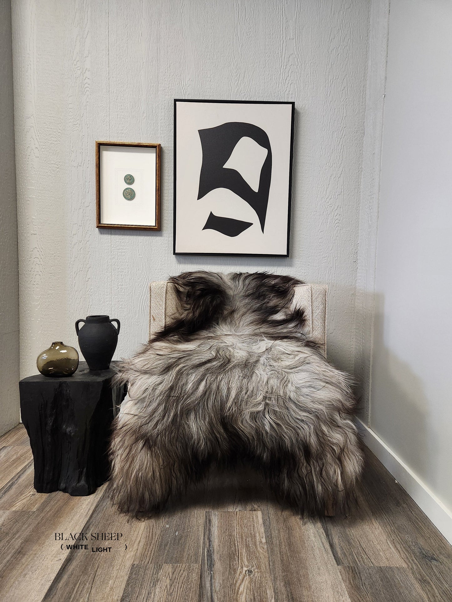 Dark Grey Icelandic Sheepskin - Black Sheep (White Light)