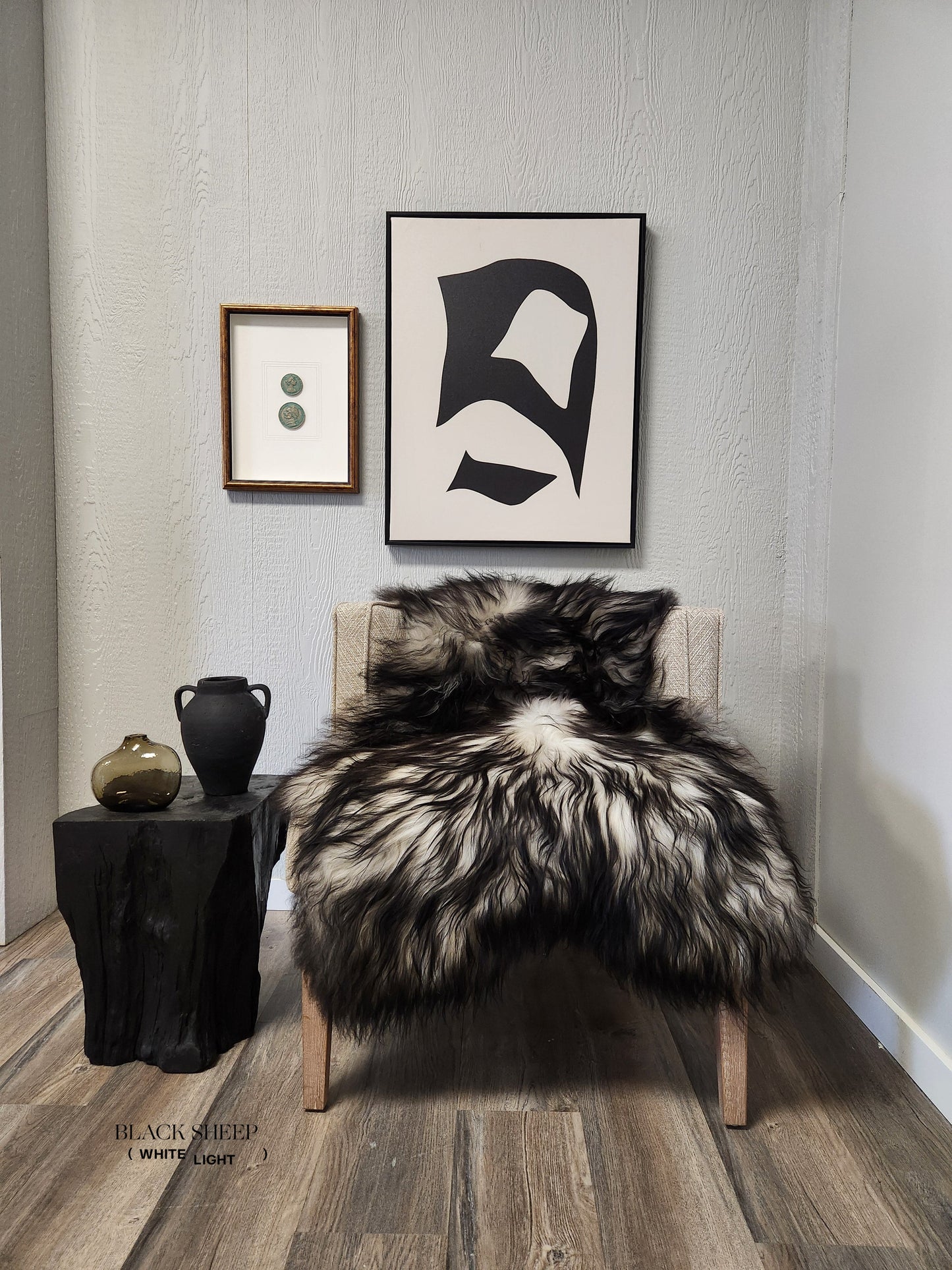 Dark Grey Icelandic Sheepskin - Black Sheep (White Light)