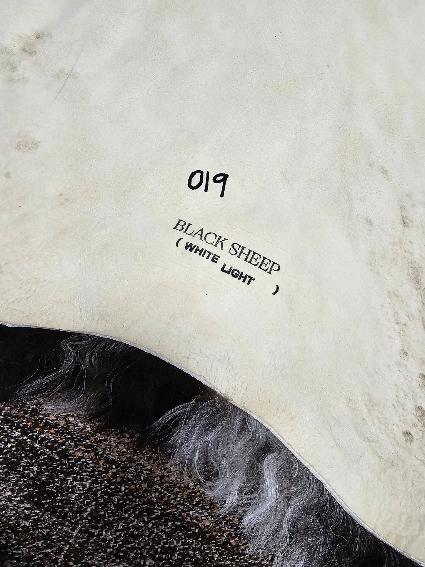 ONE OF THE KIND Icelandic Shorn Black Salt and Pepper Sheepskin - Black Sheep (White Light)