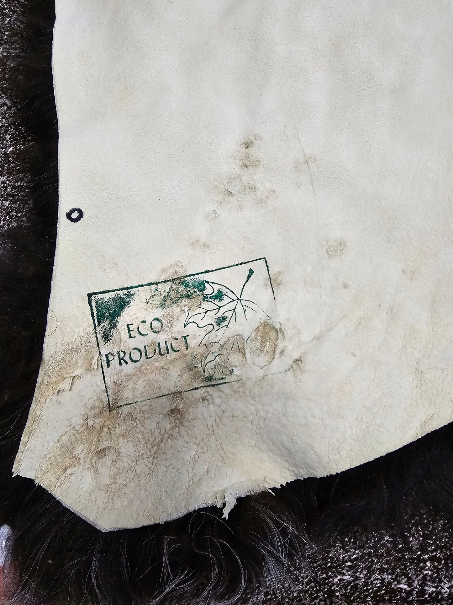 ONE OF THE KIND Icelandic Shorn Black Salt and Pepper Sheepskin - Black Sheep (White Light)