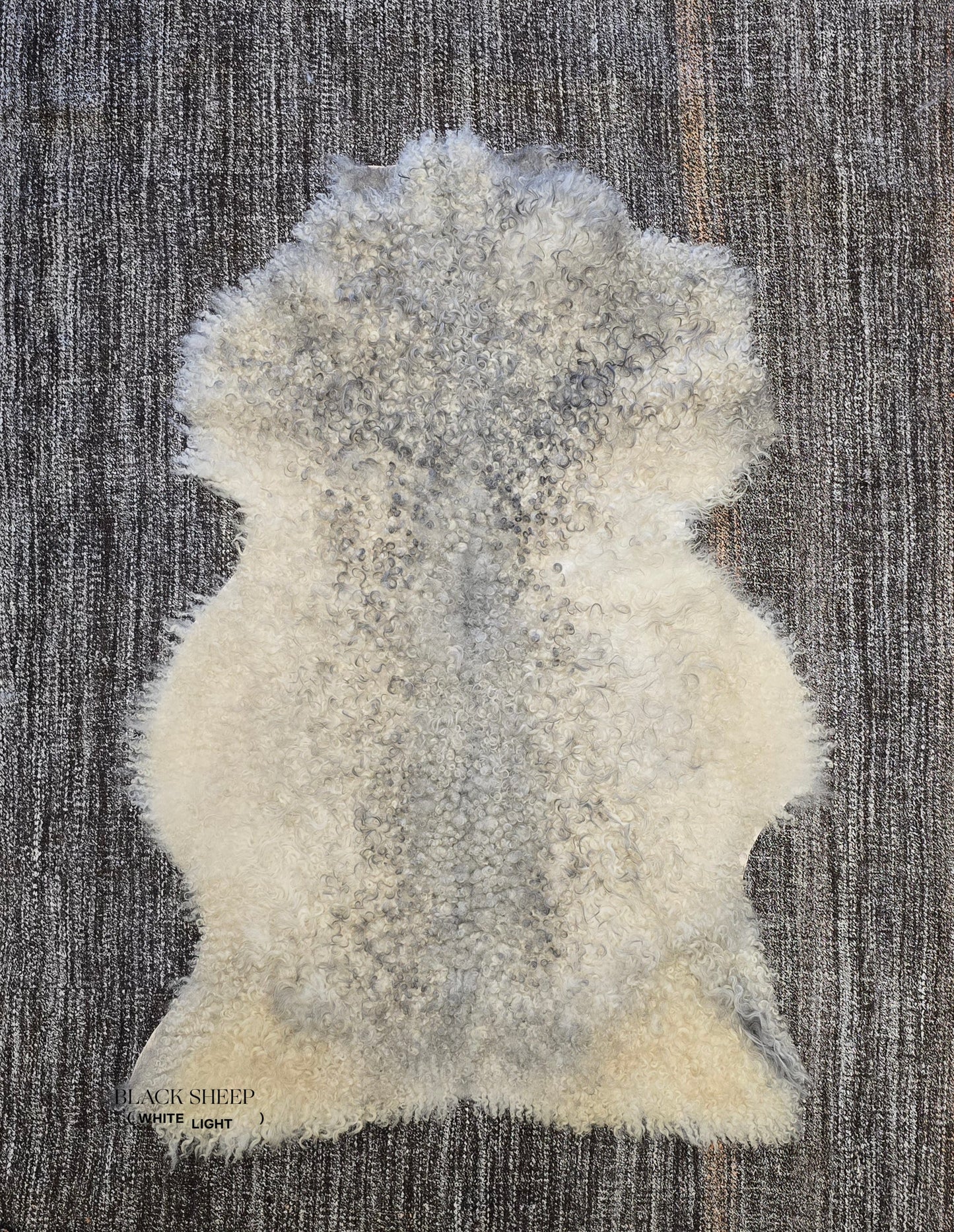 ONE OF THE KIND Gotland White and Grey Medium Wool Sheepskin - Black Sheep (White Light)
