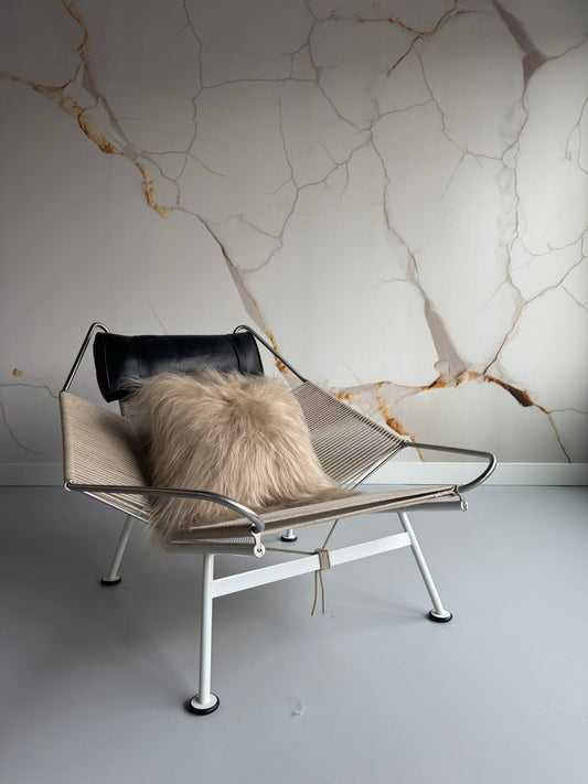 Housse de coussin carrée en lin islandais en peau de mouton