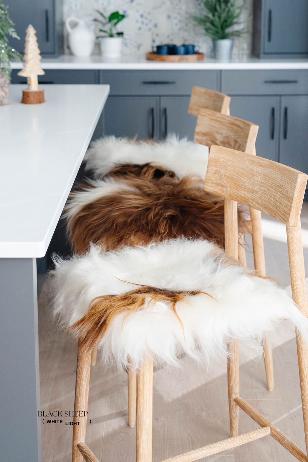 Brown Spotted Icelandic Sheepskin Chair Pad | Random - Black Sheep (White Light)