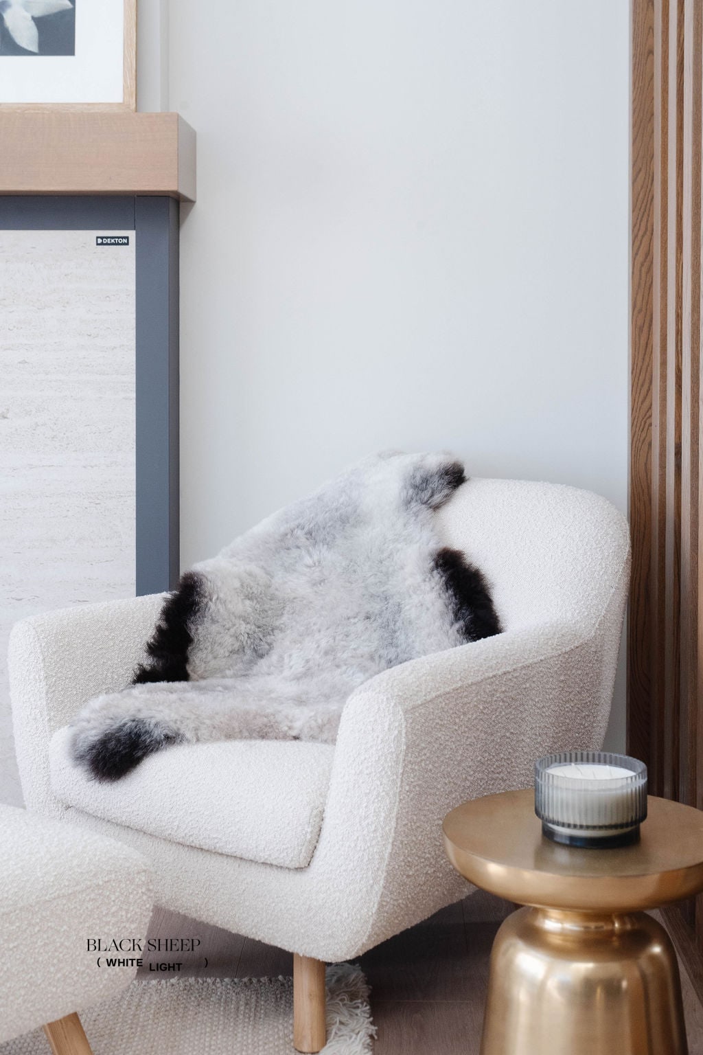 Peau de mouton islandaise grise tondue