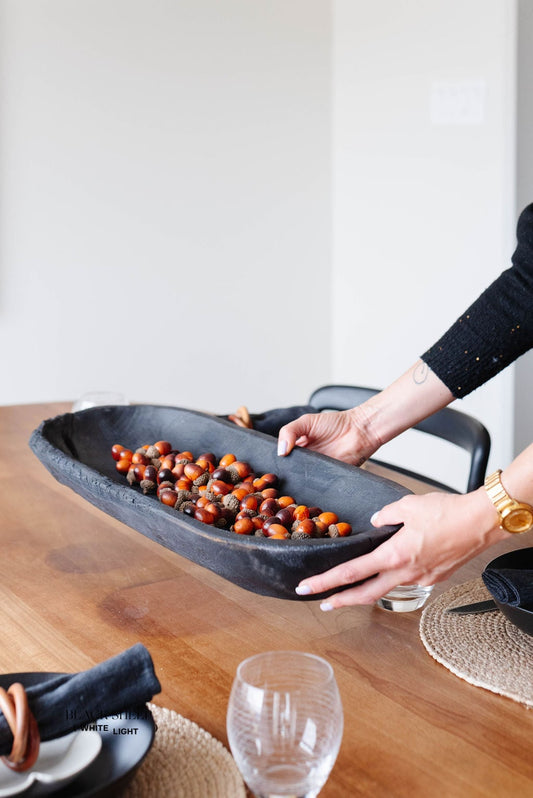 Burnt Teak Oval Vessel - Black Sheep (White Light)