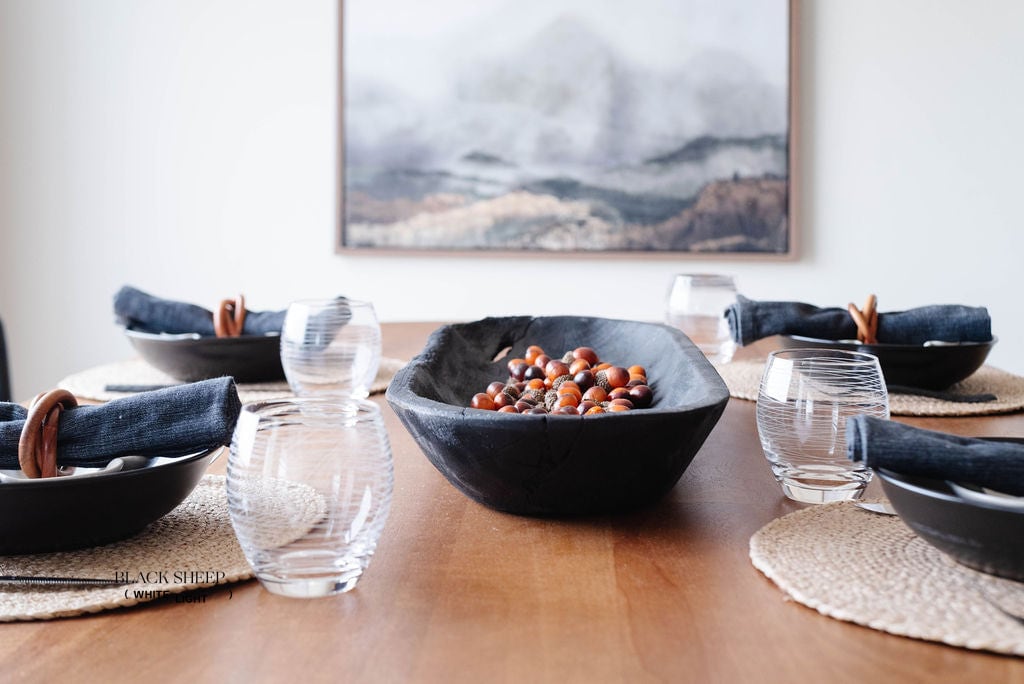 Burnt Teak Oval Vessel - Black Sheep (White Light)
