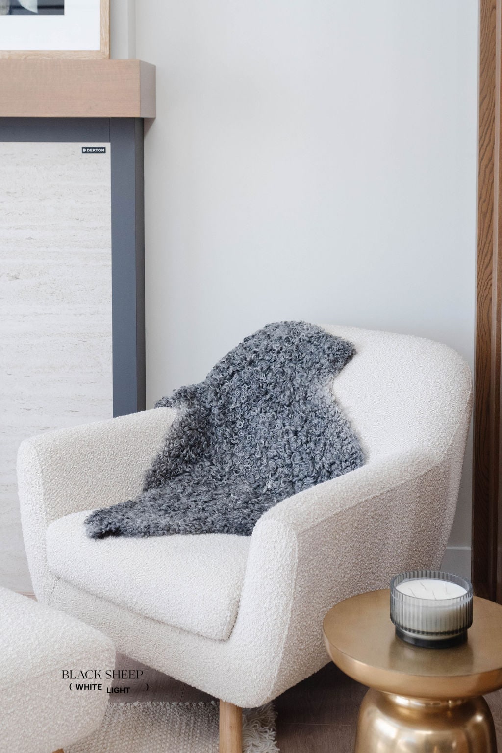 Piel de oveja Gotland de lana media gris