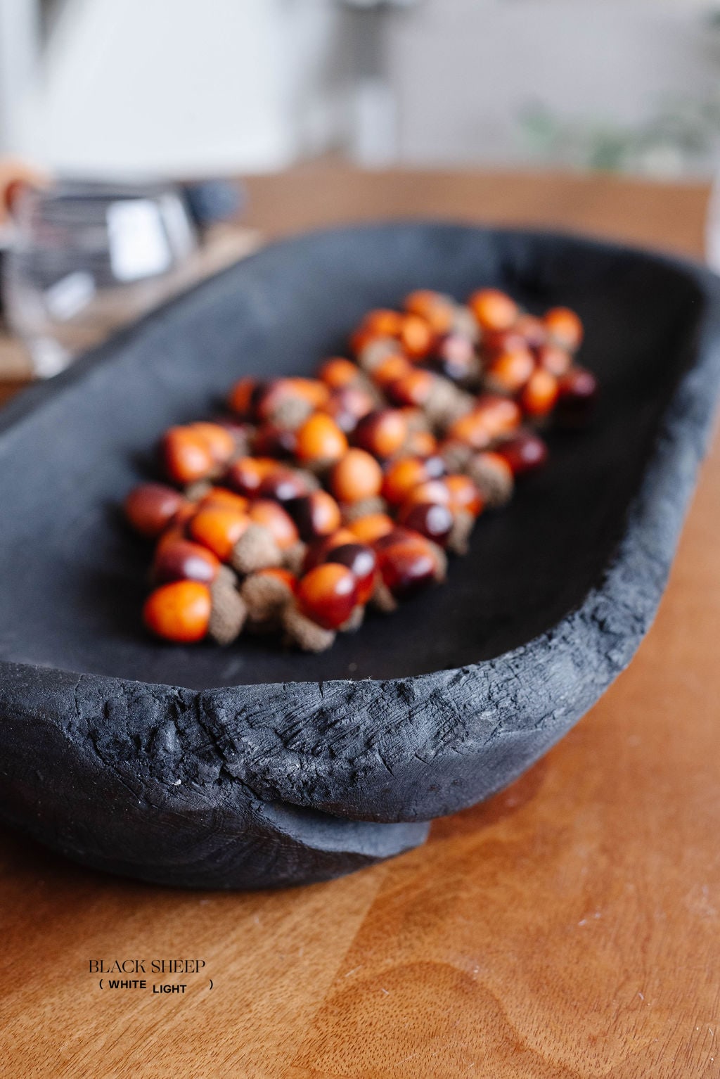 Burnt Teak Oval Vessel - Black Sheep (White Light)