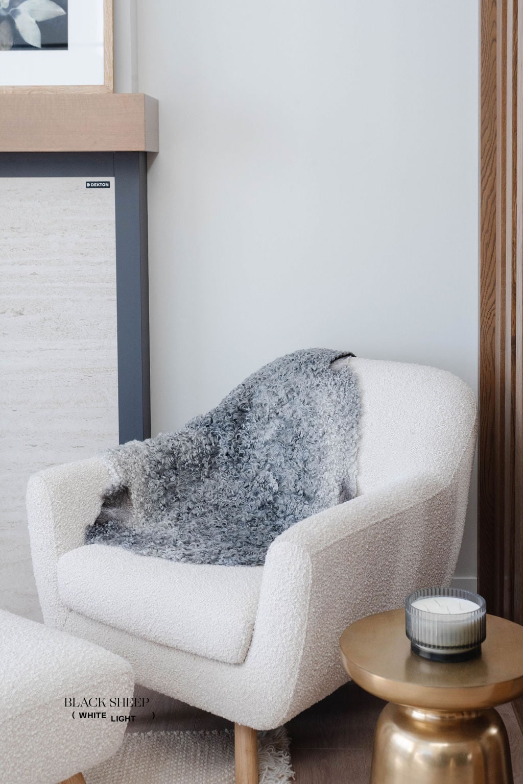 Peau de mouton Gotland en laine courte grise