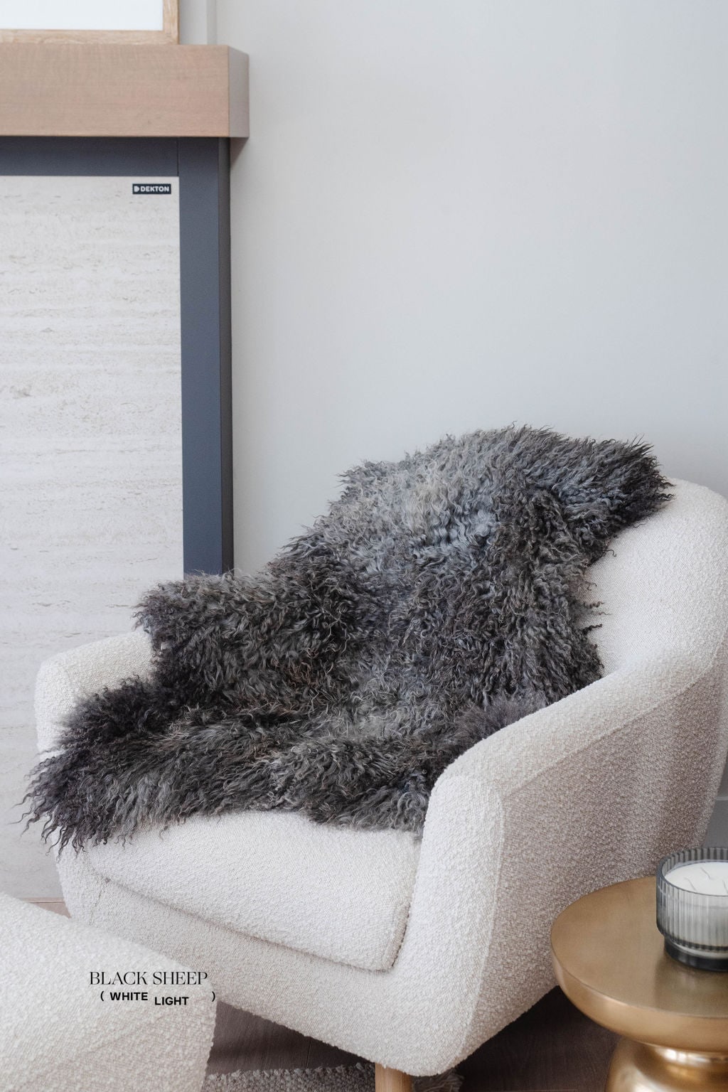 Piel de oveja Gotland de lana larga gris