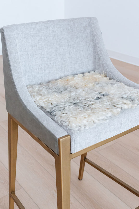 ONE OF A KIND Gotland Short Wool Chair Pad in Light Grey