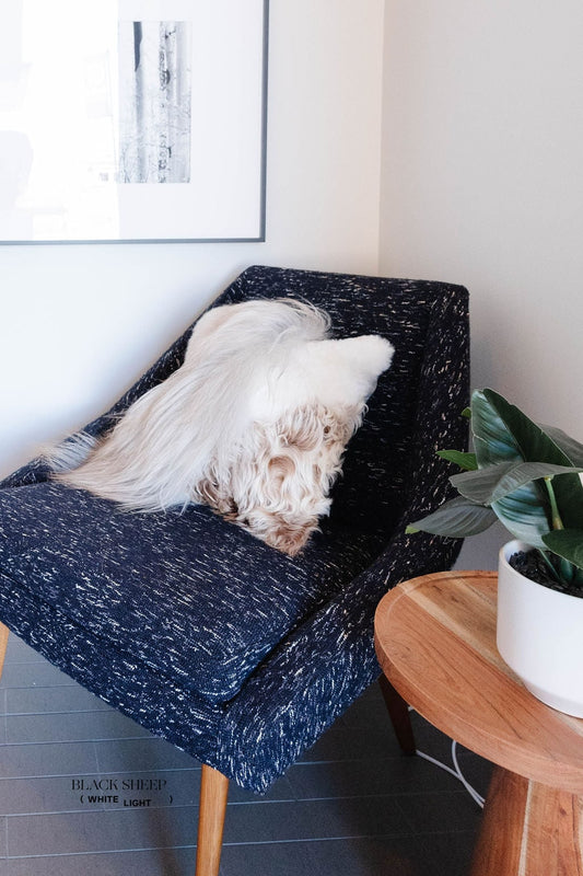 Mélange Sheepskin Pillow, straight wool - Black Sheep (White Light)