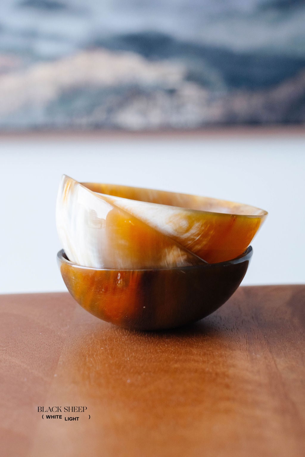 Ankole Horn Light Round Bowl - Black Sheep (White Light)