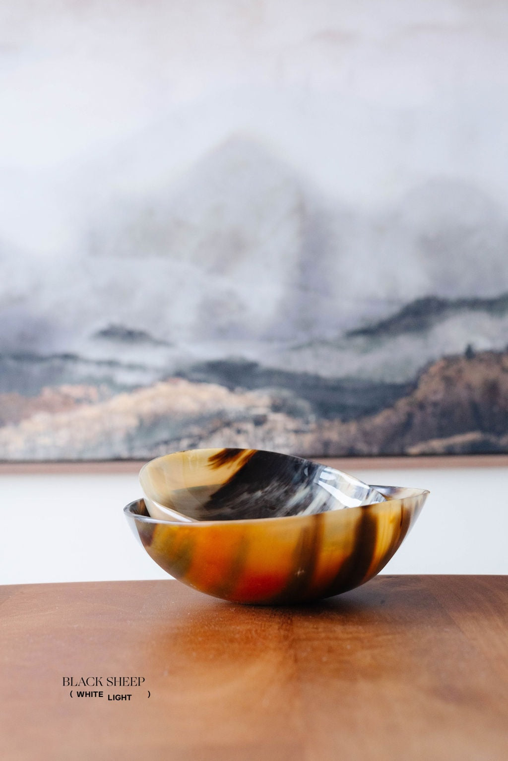 Ankole Horn Light Round Bowl - Black Sheep (White Light)