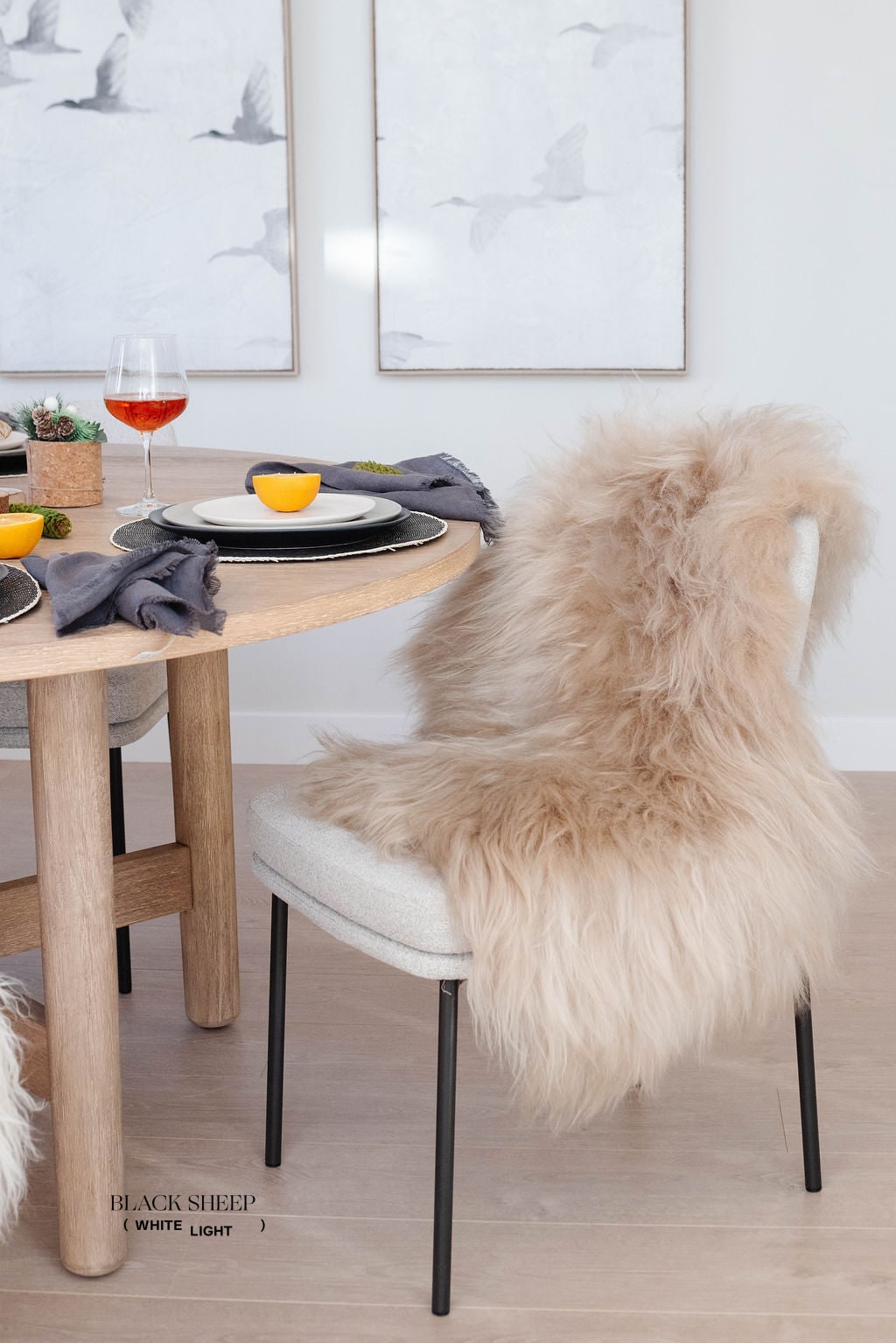 Nude Icelandic Sheepskin - Black Sheep (White Light)