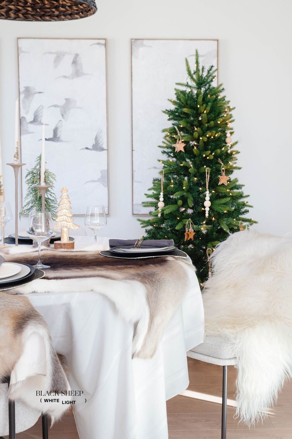 White Icelandic Sheepskin - Black Sheep (White Light)