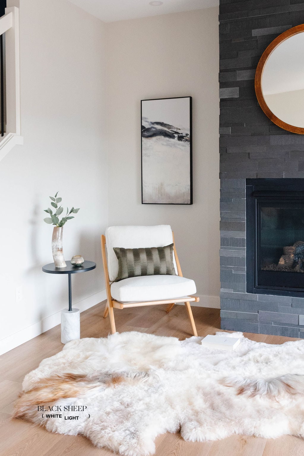 Brown Melange Sheepskin Rug - Black Sheep (White Light)