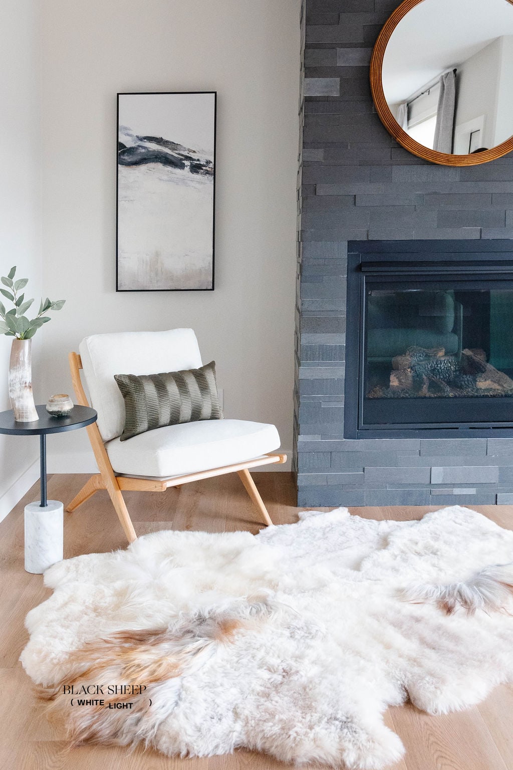 Brown Melange Sheepskin Rug - Black Sheep (White Light)