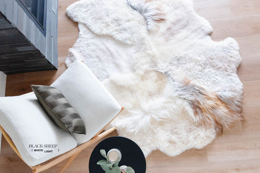 Brown Melange Sheepskin Rug - Black Sheep (White Light)