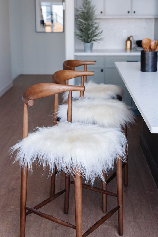 Cojín de silla de piel de oveja islandesa blanca