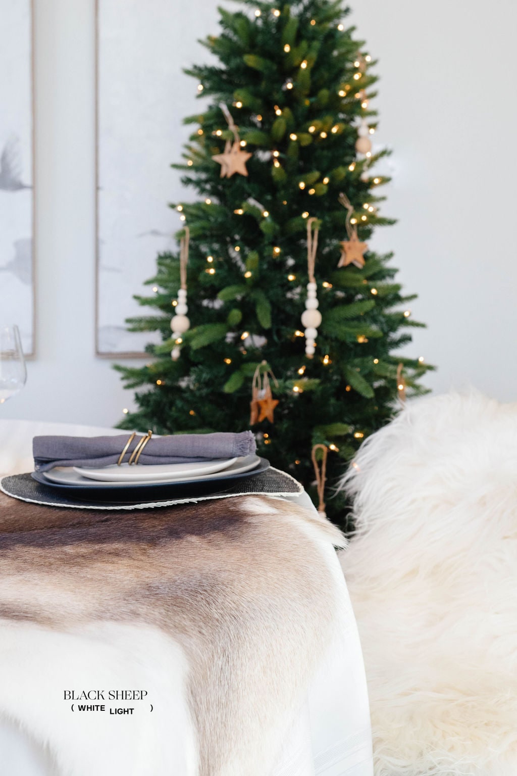 Light Sami Reindeer Hide - Black Sheep (White Light)