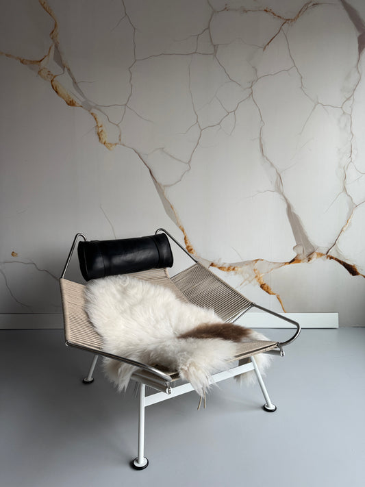 ONE OF A KIND Long wool White with Single Brown Spot Icelandic Sheepskin