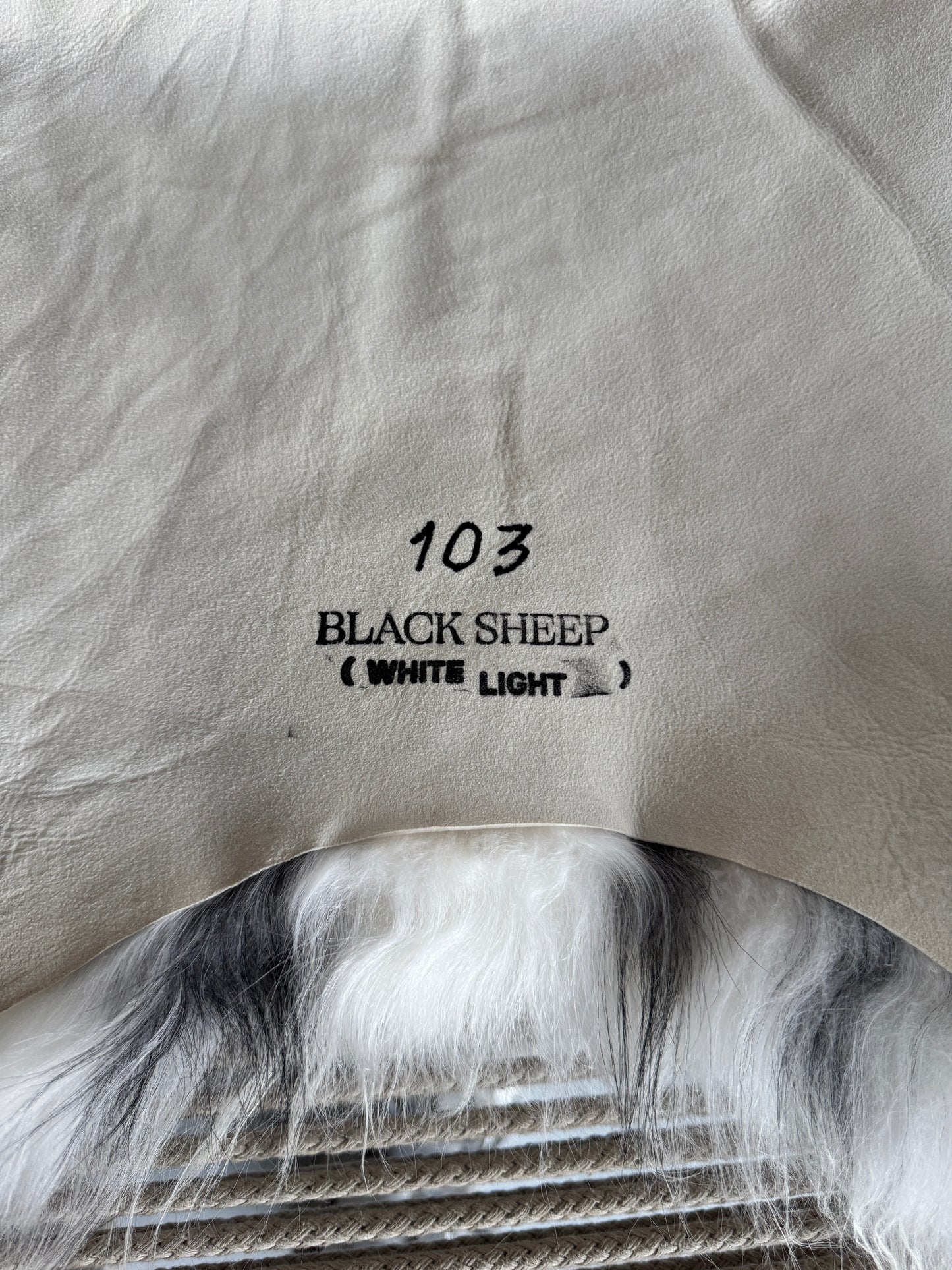 ONE OF A KIND White Long wool Icelandic Sheepskin with Grey spots