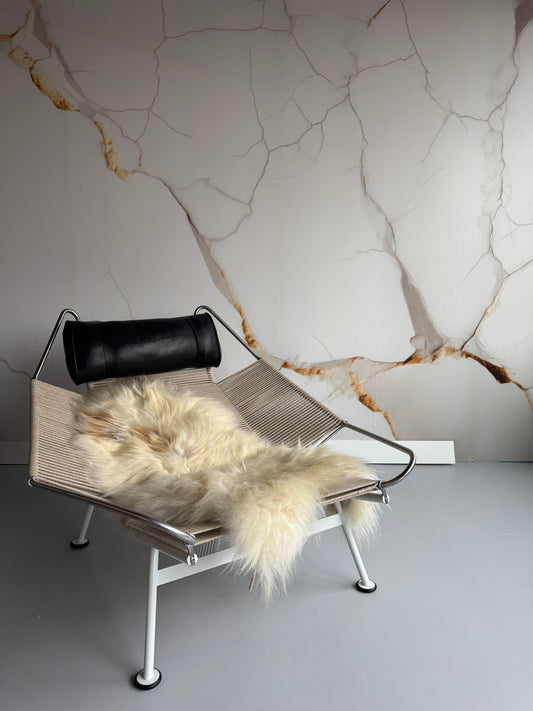 ONE OF A KIND Long wool Cream with Rusty Pale spots Icelandic Sheepskin