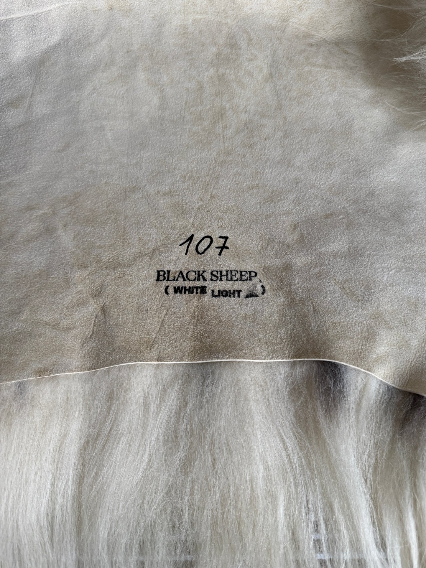 ONE OF A KIND XL Long wool White with Black Top Icelandic Sheepskin