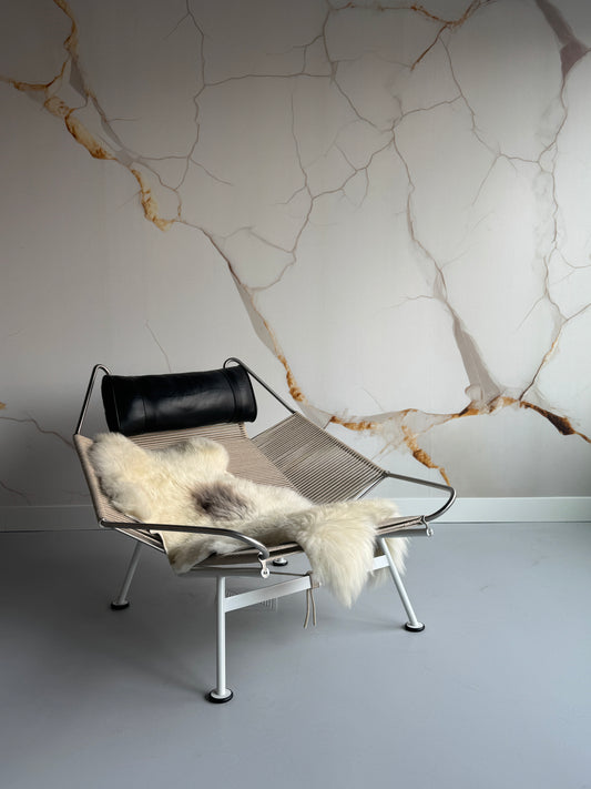 ONE OF A KIND Welsh Long wool Cream with single Grey Spot Sheepskin