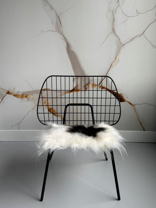 B Grade Black Spotted Icelandic Sheepskin Chair Pad