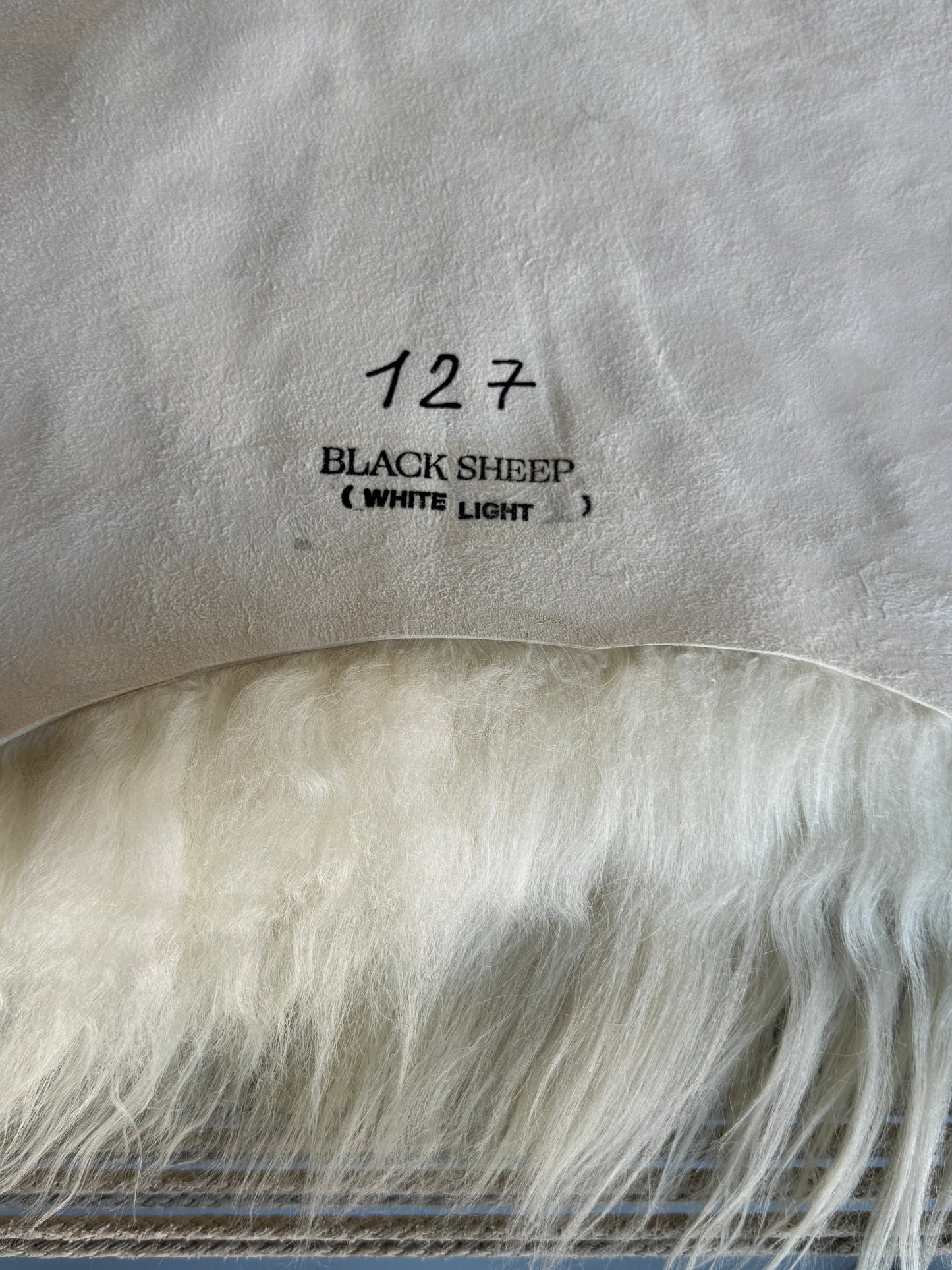 ONE OF A KIND Large White Long wool Icelandic Sheepskin with Light Grey Spot