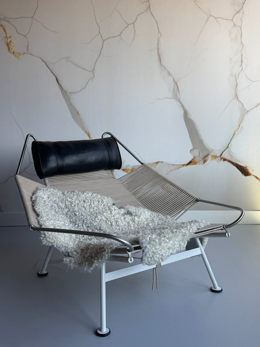 ONE OF A KIND White Medium Wool Gotland Sheepskin with baby grey