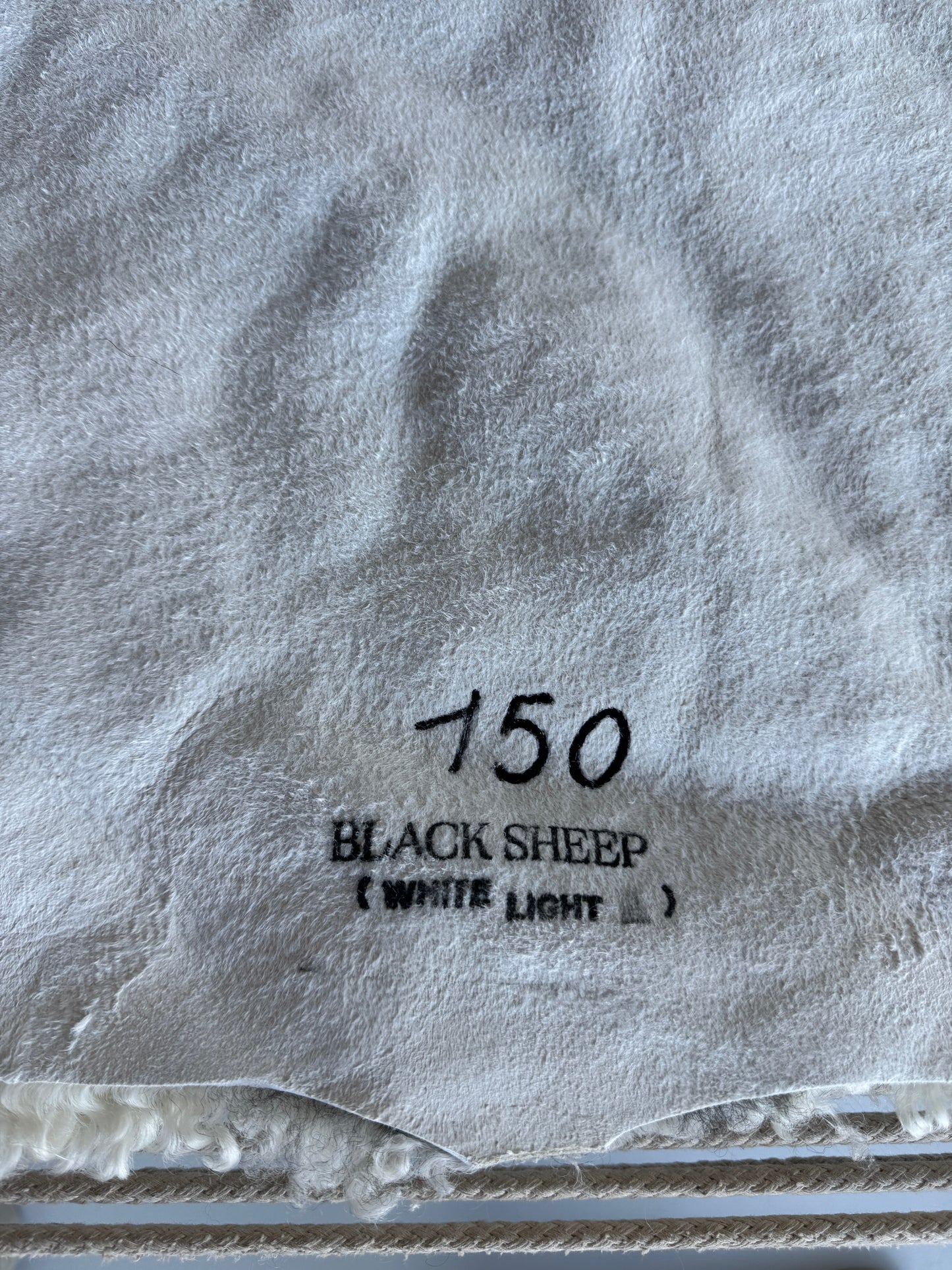 ONE OF A KIND White Medium Wool Gotland Sheepskin with baby grey
