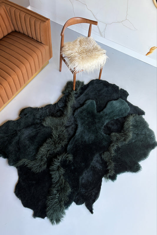Bottle Green Sheepskin Rug