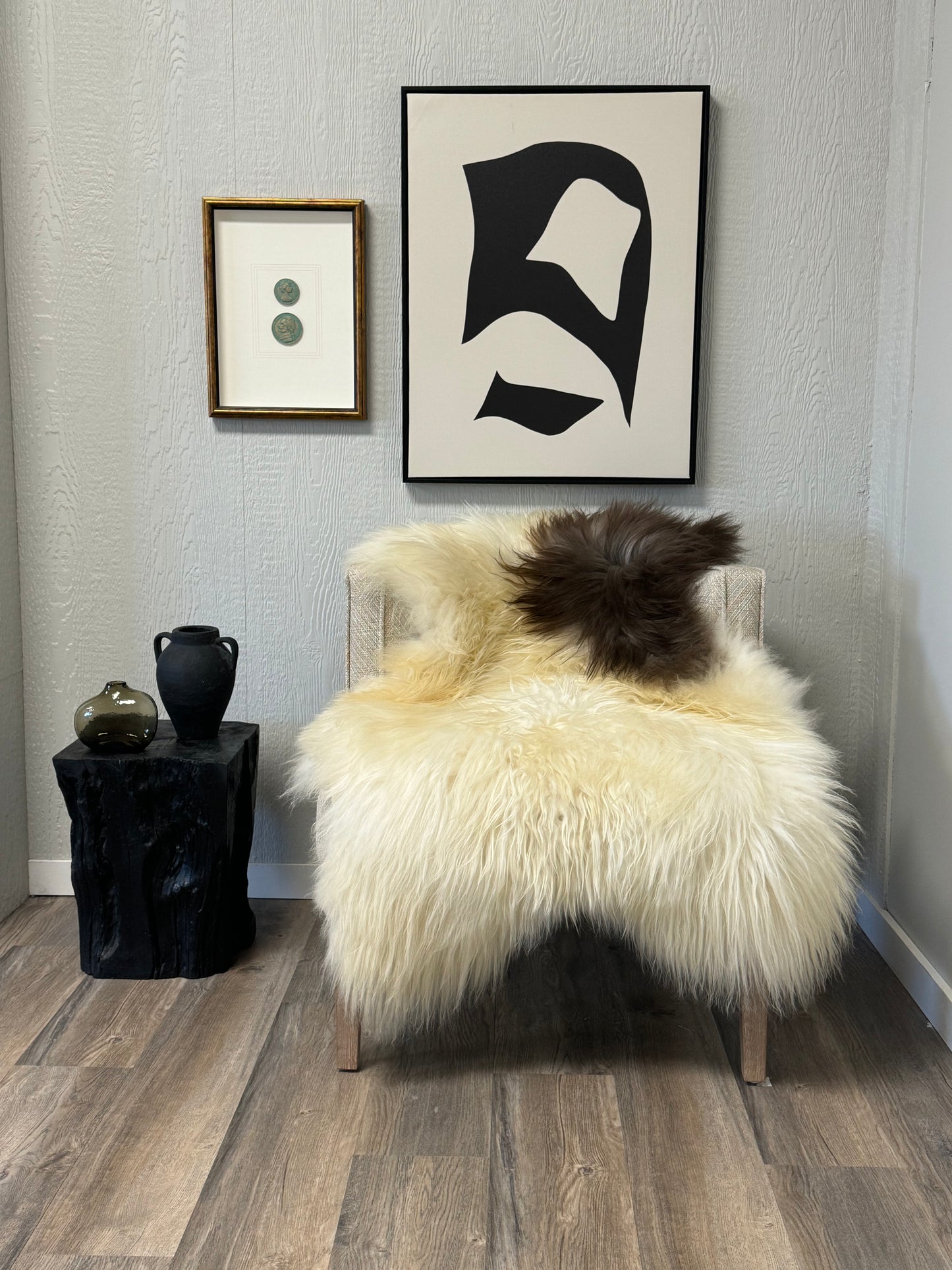 ONE OF A KIND Icelandic Spotted Random Brown and White Sheepskin