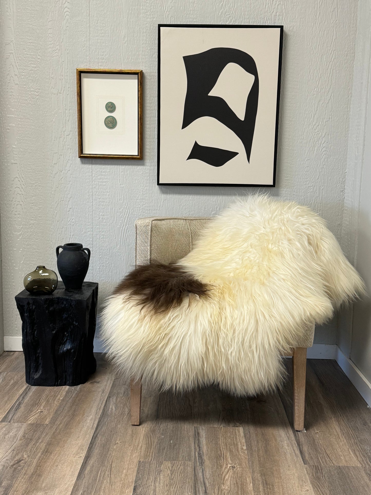 ONE OF A KIND Icelandic Spotted Random Brown and White Sheepskin