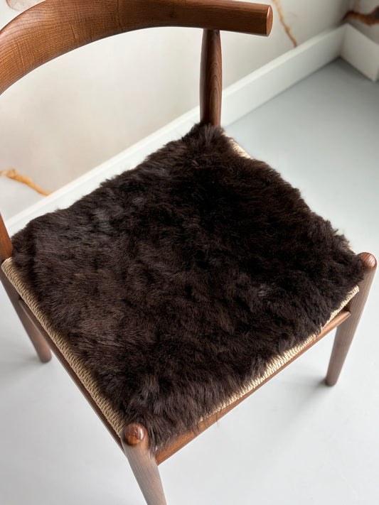 ONE OF A KIND Icelandic Shorn Chocolate Brown Sheepskin Chair Pad