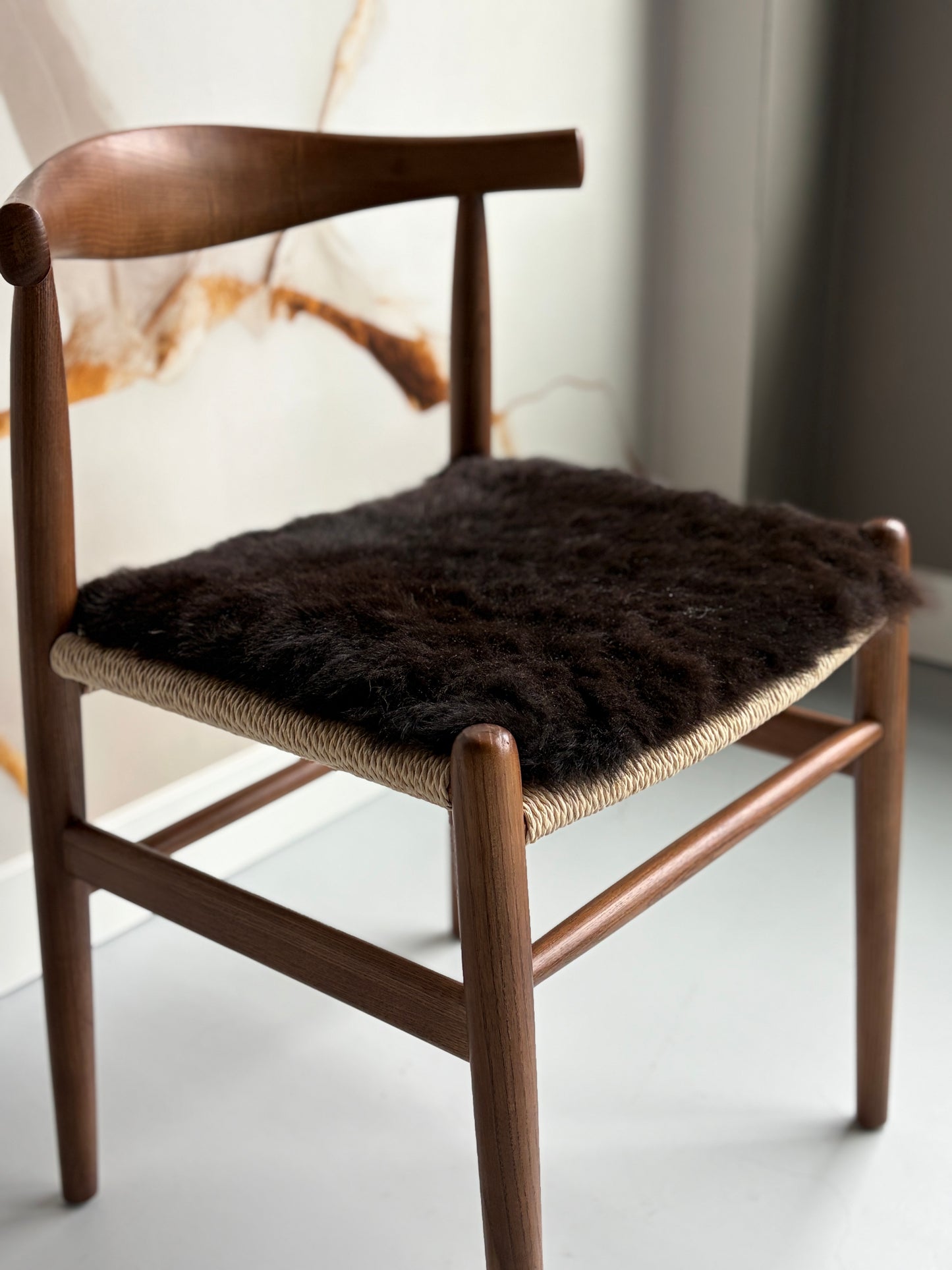 ONE OF A KIND Icelandic Shorn Chocolate Brown Sheepskin Chair Pad
