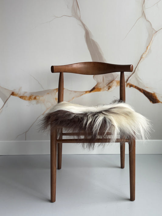 ONE OF A KIND Icelandic Dark Brown Spotted Sheepskin Chair Pad