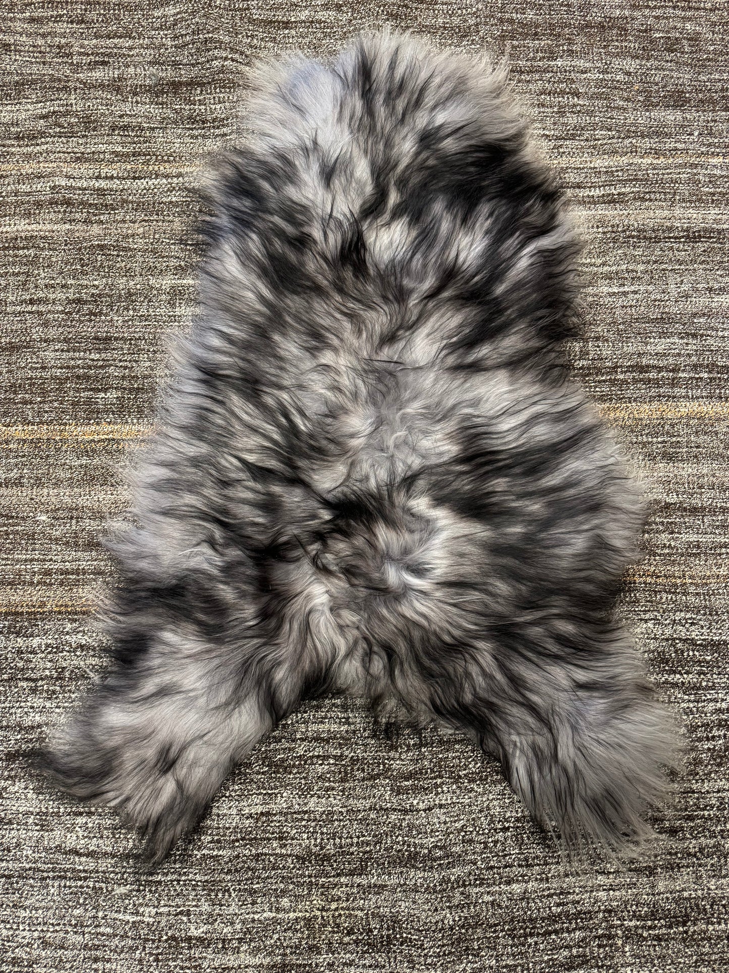 ONE OF A KIND Long Wool Icelandic Grey Ends Sheepskin