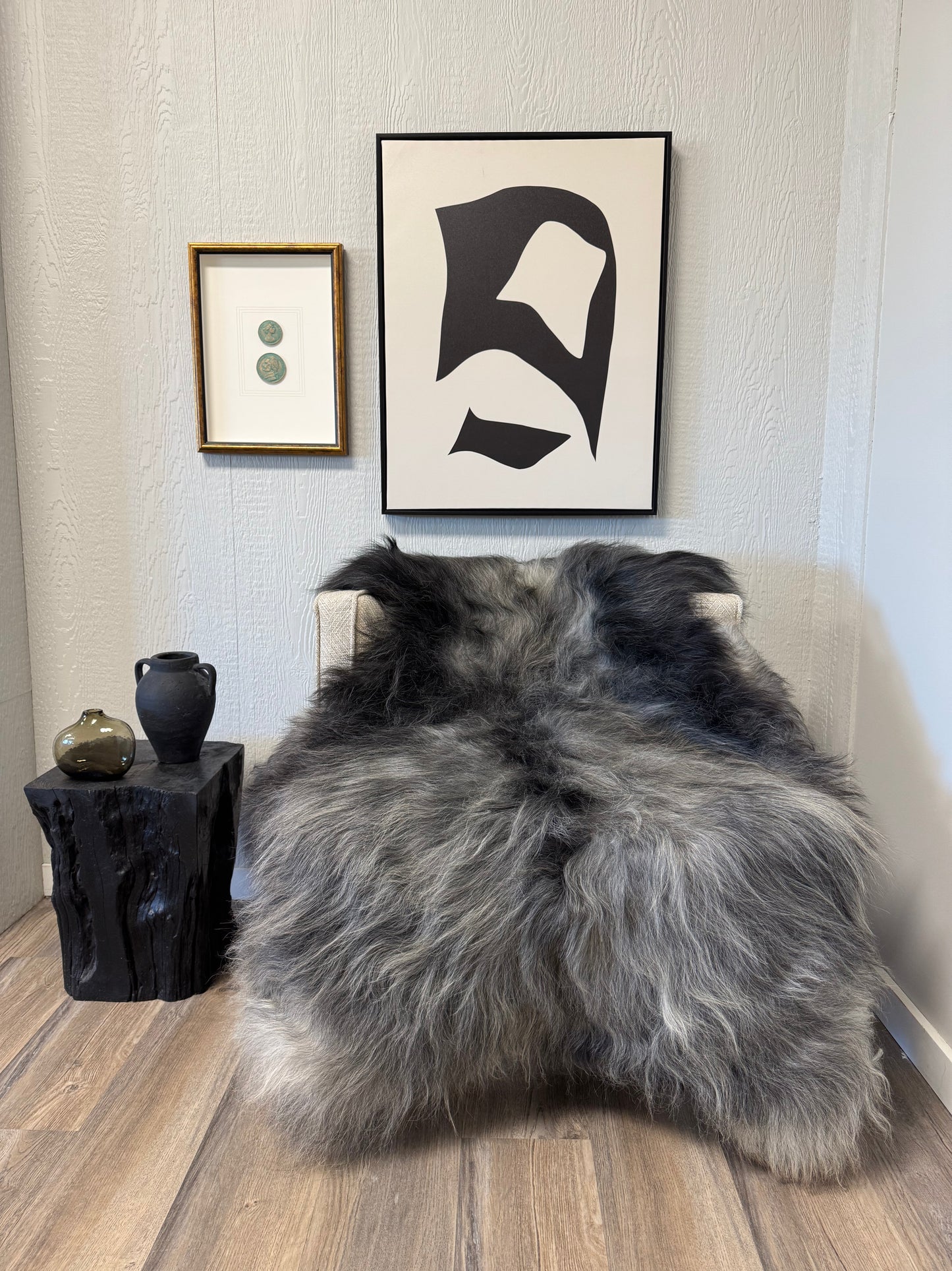 ONE OF A KIND XL Long Wool Icelandic Sheepskin in Dark Grey