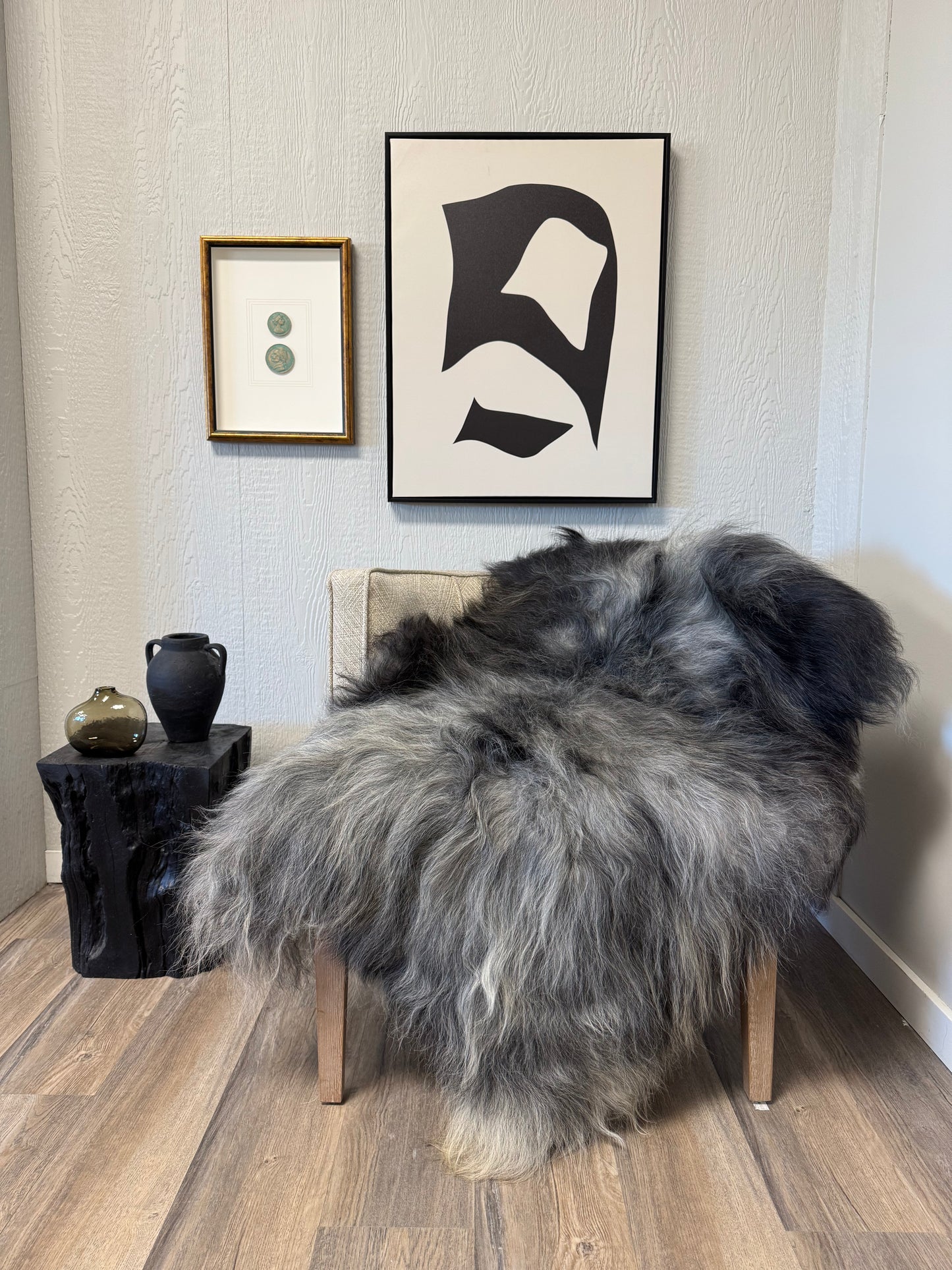 ONE OF A KIND XL Long Wool Icelandic Sheepskin in Dark Grey
