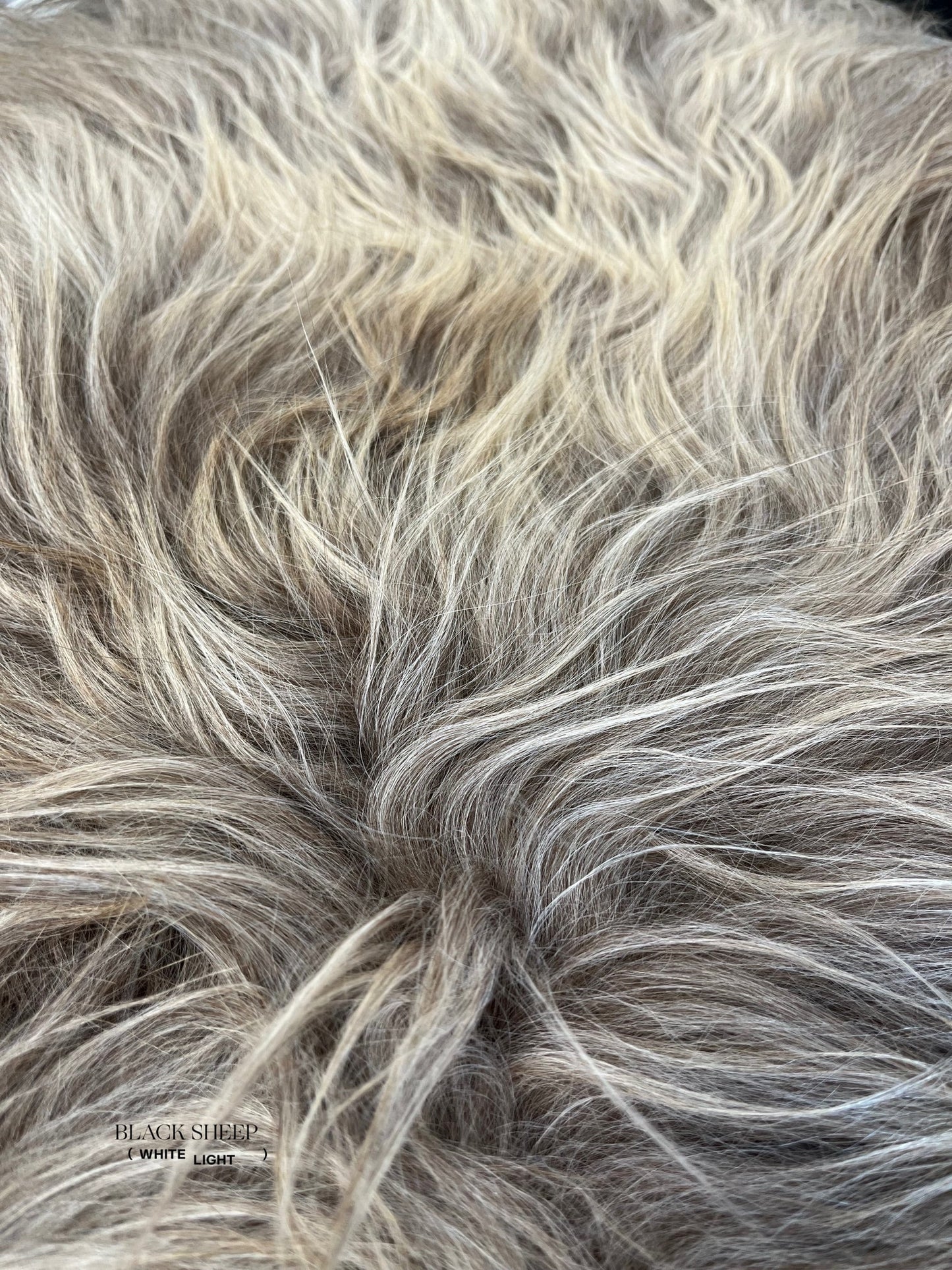 ONE OF THE KIND Icelandic Taupe Sheepskin - Black Sheep (White Light)