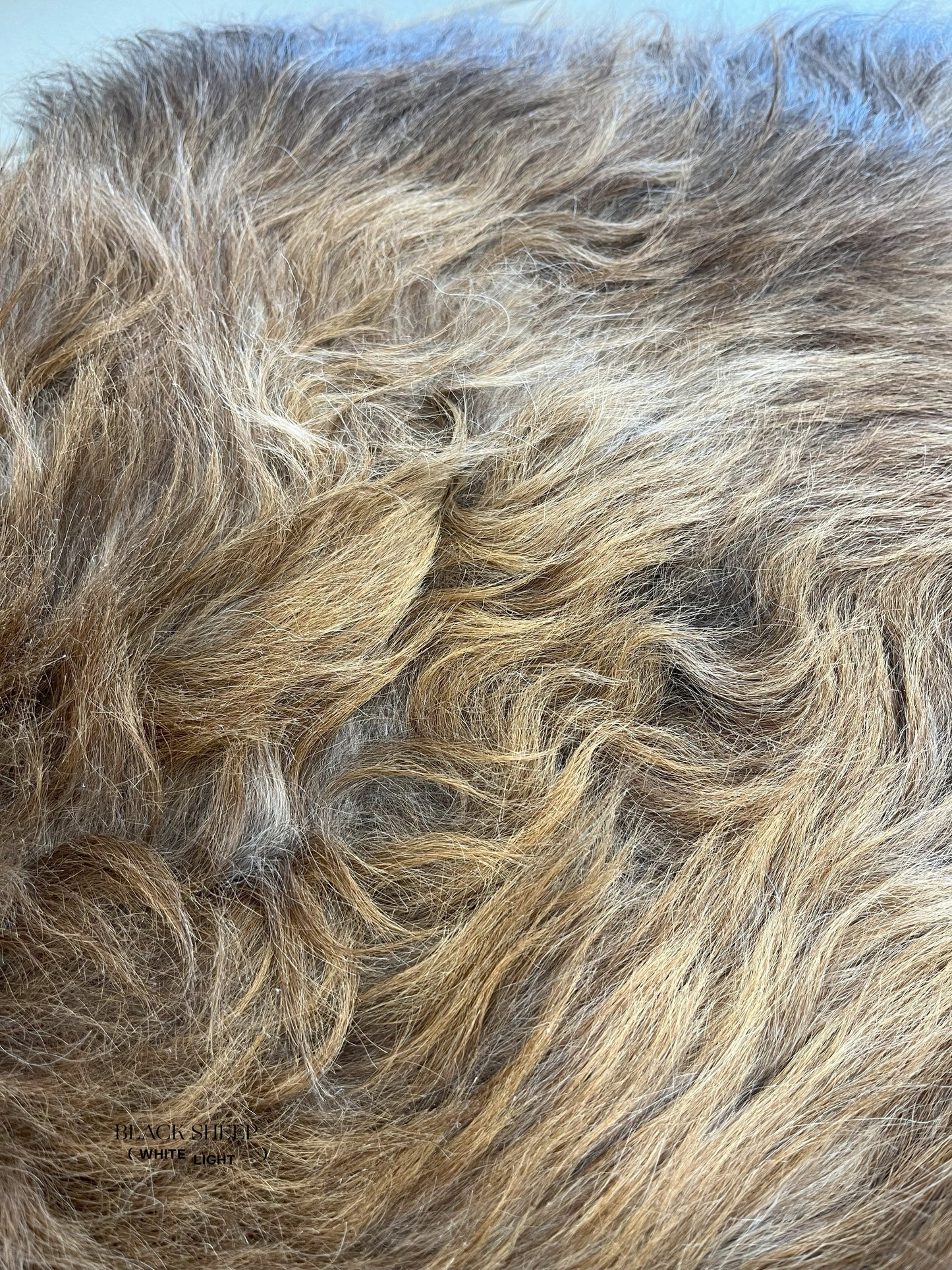 ONE OF THE KIND Icelandic Brown Grey Sheepskin - Black Sheep (White Light)