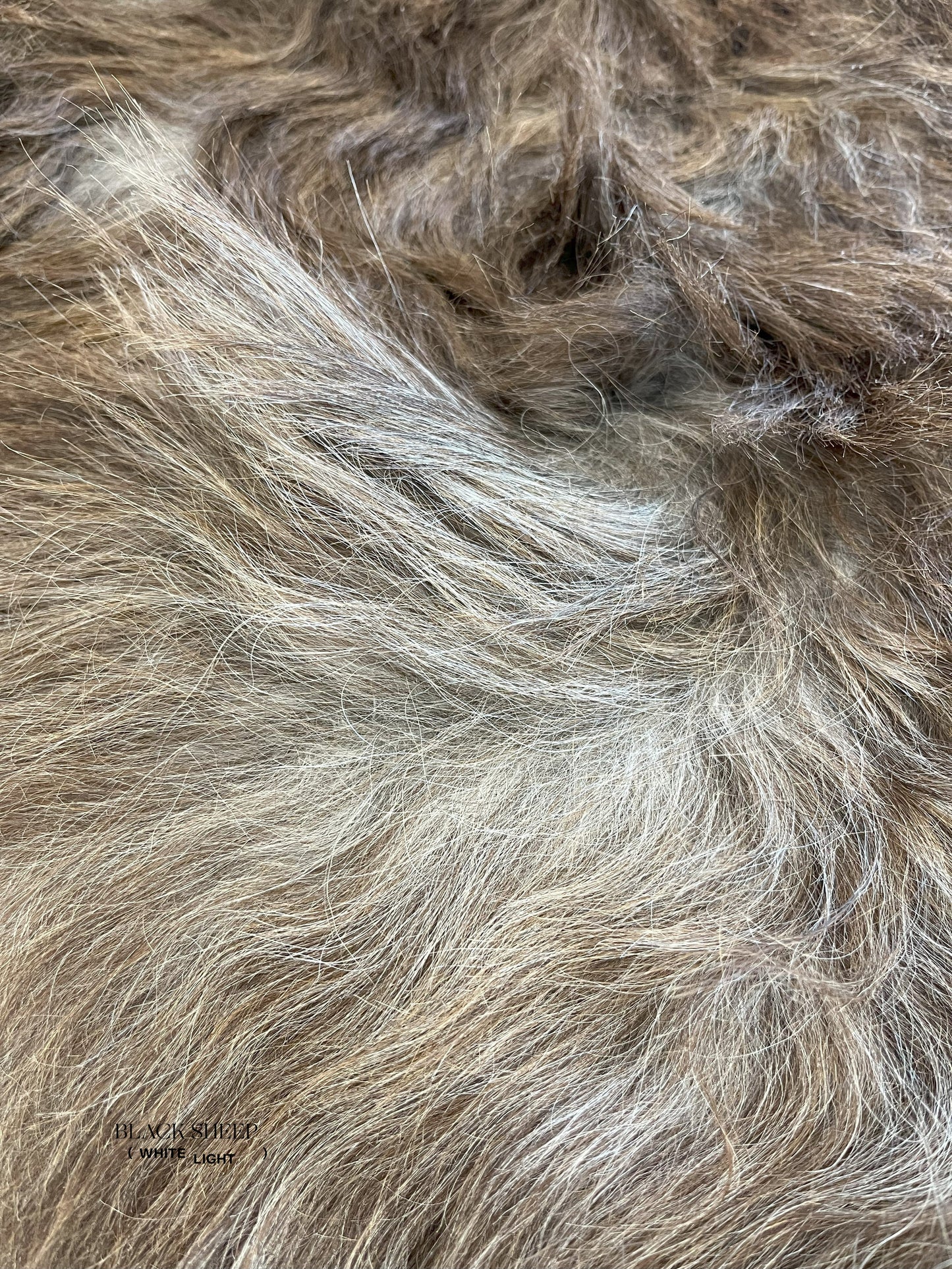 ONE OF THE KIND Icelandic Brown Grey Sheepskin - Black Sheep (White Light)