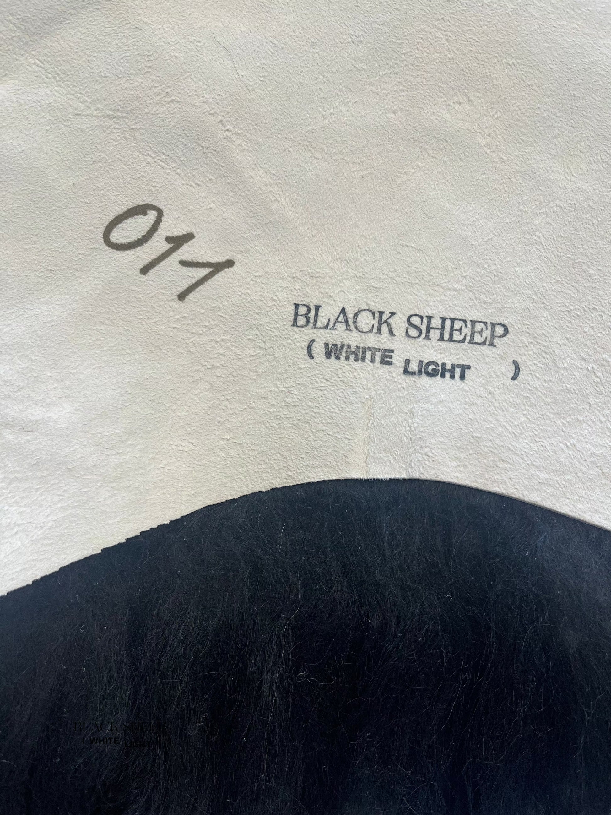 ONE OF THE KIND Icelandic Black Salt and Pepper Sheepskin - Black Sheep (White Light)