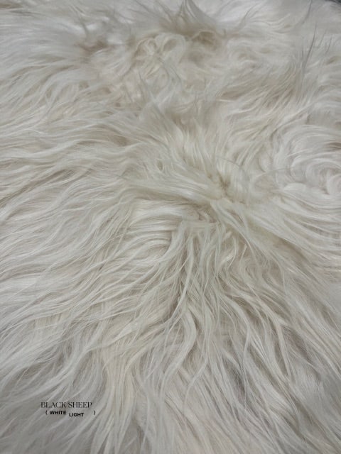 ONE OF THE KIND Icelandic White with Brown Spot Sheepskin - Black Sheep (White Light)