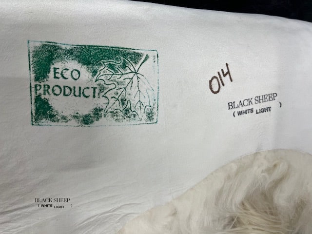 ONE OF THE KIND Icelandic White with Large Grey Spot Sheepskin - Black Sheep (White Light)