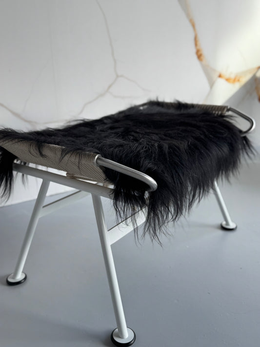 Set of 4 - SPECIAL SIZE Black Icelandic Sheepskin chair pad